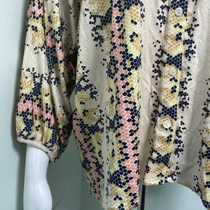 ANTHROPOLOGIE Abbe Honeycomb Buttondown Hexagonal Tops Long Sleeve Pink Size XS thumbnail 9