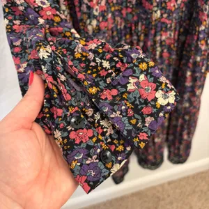 Natural Life Ditsy Floral Shirt Dress M Cottage Crochet Lace Trim Pockets Swing thumbnail 6