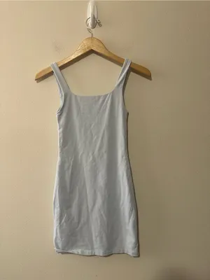 Aritzia Babaton Contour Squareneck Mini Dress glimmer light blue XS style 83055 thumbnail 8