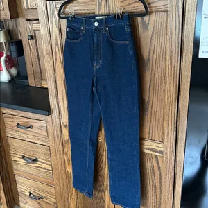 Abercrombie The Ankle Straight Ultra High Rise‎ Curve Love Jeans Dark Wash 00 24 thumbnail 3