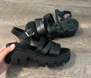 Chinese Laundry Platform Lug Sole Black Strappy Sandal (WORN ONCE) thumbnail 1