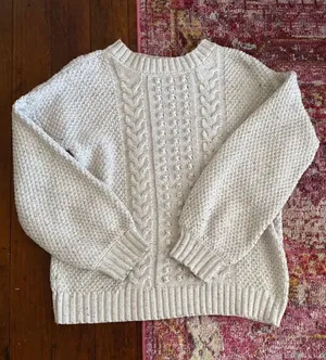 Francesca's Off White Chunky Knit Sweater thumbnail 1