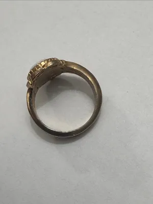 Gold-Tone Ring with White Oval Stone - Elegant Women's Jewelry thumbnail 6