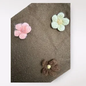 Sooki Des L.A. Vintage Y2K‎ Brown Floral Knit Shrug Scarf Cottage Boho Size M thumbnail 6