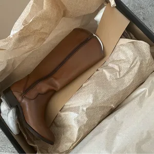 FRYE Leather Tall Boots in Cognac Brown, Western Inside Zip Size 5 NEW thumbnail 9
