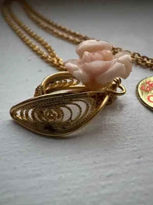 Vintage gold toned coral necklace thumbnail 3