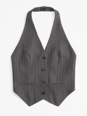 Abercrombie & fitch Mara Tailored Halter Vest pinstripe size medium backless thumbnail 1