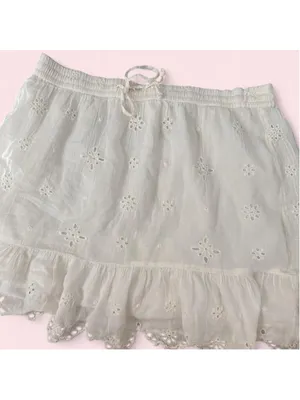 Aerie white cotton blend mini skirt with adjustable waistband - Size M thumbnail 2