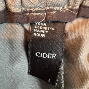 Cider Wide Leg Cargo Pants Gray Elastic Waist Drawstring Casual Utility Sz Large thumbnail 7