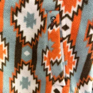 Outback Trading Tabitha Big Shirt Womens Medium Orange Button Up Fleece Aztec thumbnail 4