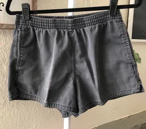100% COTTON elastic waist dark grey summer micro mini shorts lightweight breathable casual thumbnail 1