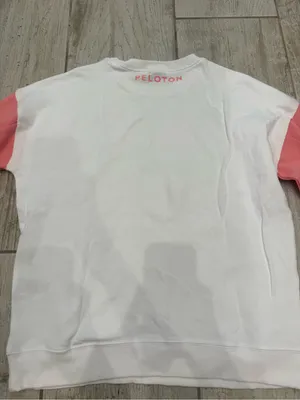 Woman’s Peloton White Sweatshirt with Coral Pink Raglan Sleeves Size S thumbnail 5