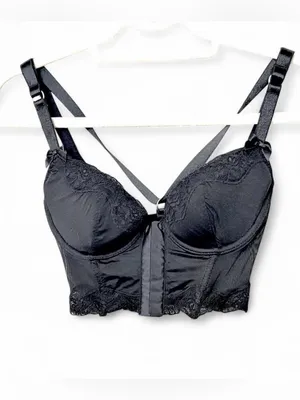 H&M Lace Cropped Corset Bustier Bralette w/Front Closure & Light Boning Sz 34B thumbnail 2