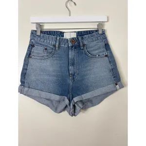 One Teaspoon Sz 26 Original High Waist Bandit Cuffed Denim Blue Jean Shorts thumbnail 2