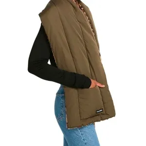 Steve Madden Reversible Puffer‎ Scarf Womens OS Olive Leopard Faux Fur Mob Wife thumbnail 3