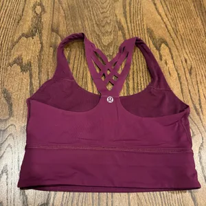 Lululemon Womens Mind Over Miles Longline Sports Bra Marvel Maroon Size 4 thumbnail 2