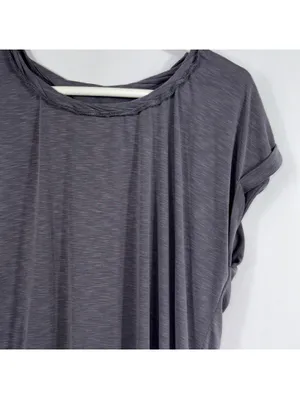 BKE Gray Modal Tulip Back Top Small Short Sleeve thumbnail 3