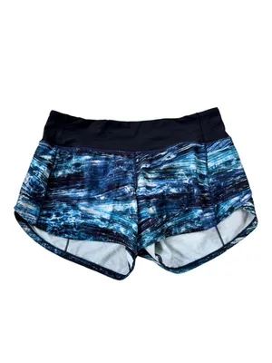 Lululemon Speed Up Short Long 4" Shorelines Multi Blue Black Size 4 thumbnail 4