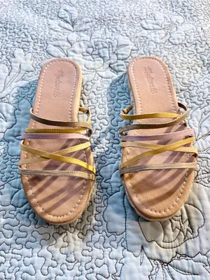 MADEWELL Kathryn Colorful Strappy Leather Espadrille Slide Sandals Pastel~7.5💛 thumbnail 9
