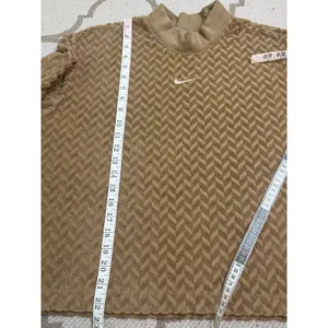 Nike Textured Terry Mock Neck Short Sleeve Top Chevron Swoosh XL thumbnail 6