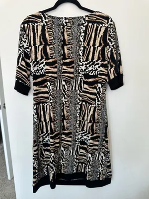 Style & Co Dress Size L Animal Print Cowl Neck Short Sleeve Knee Length thumbnail 5