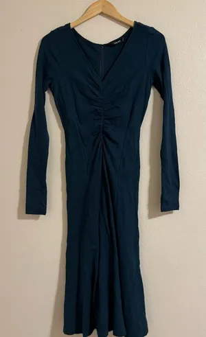 eShakti Teal Long Sleeve Dress thumbnail 1