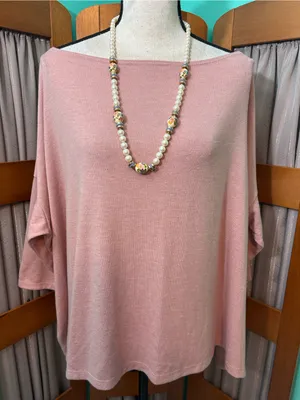 Stella & Dot Dusty Rose Boatneck Tunic Top thumbnail 1
