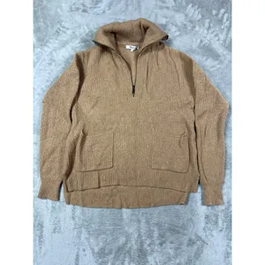 Madewell Merino Wool Sweater Quarter Zip Tan Ribbed XS Cozy Comfortable thumbnail 4