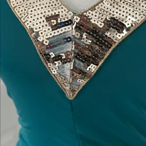 Stunning Teal Blue Y2K Halter Top with Gold Sequins thumbnail 2