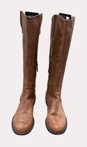 Halogen Ken Brown women’s brown leather knee boots equestrian size 5.5 SKU 6169 thumbnail 1