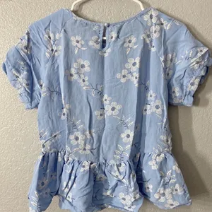 Shein Floral Peplum Short Sleeve Blouse Top thumbnail 4