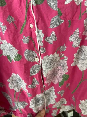 Crafted by mahogany dahlia pajamas set shorts sleeve shirt button down cotton thumbnail 10