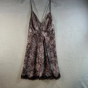 Jonquil In Bloom Leopard Print Lace Trim Slip‎ Dress Cami Nightie M M thumbnail 2