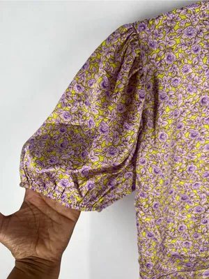 VILA Violetta‎ Wrap Dress — Yellow & Lilac Floral thumbnail 5