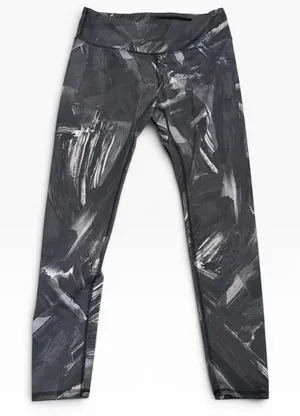 Alo Yoga Low Rise Airbrush Performance Athletic Leggings Black Gray Print Medium thumbnail 1