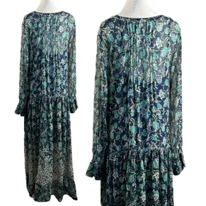 Free people Bohemian See it through Maxi Dress Twilight Floral Large Retro 70s thumbnail 11