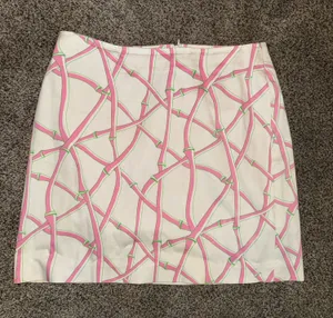 Govango Women's Pink and Green Bamboo Lattice Print Mini Skirt Size 8 thumbnail 1