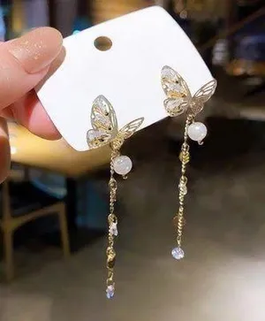 Butterfly Tassel Long Dangle Drop Earrings for Women thumbnail 1