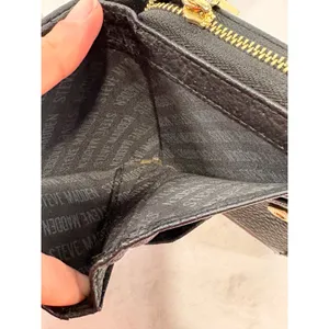 Steve Madden Womens Black Pebbled Faux Leather Zip Bifold Wallet Gold Logo‎ Bar thumbnail 8