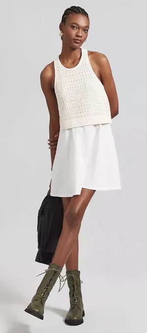Daily Practice by Anthropologie Twofer Sweater Knit Mini Dress Lg thumbnail 1