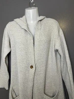 UGG Cardigan Sweater Womens Large Gray Hooded Open Front Chunky Knit Pockets thumbnail 1