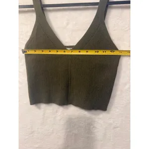 Madewell Brodale Ribbed Sweater Tank Top Womens Medium Kale Green V-Neck‎ Crop thumbnail 7