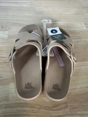 wild fable Neutral Beige Double-Strap Slide Sandals NWT thumbnail 3