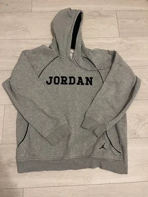 Jordan Gray Pullover Hoodie with Black Logo thumbnail 1