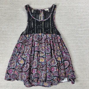 Hollister Babydoll Tank Dress XS Black Paisley Lace Sequin Beaded Swing Boho thumbnail 10