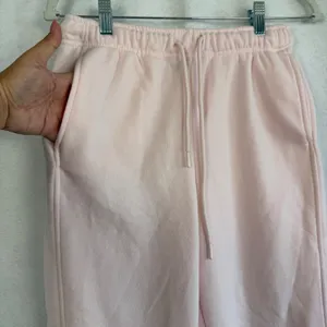Pink Wide Leg Sweatpants Drawstring Joggers Fleece Medium Loungewear‎ Baggy thumbnail 4