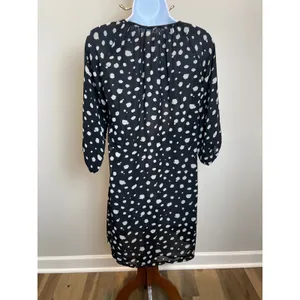 Francesca’s Collection Black White Polka Dot Chiffon Blouson Dress Sz L Ruffle thumbnail 4