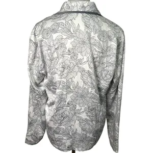 Nordstrom Rack Women's Gray/White Floral Satin Button Up Sleep Shirt M NWOT thumbnail 4