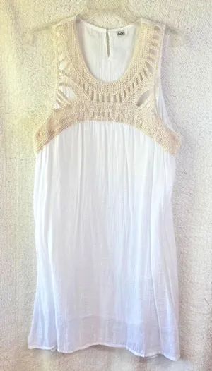 Darlin White Sleeveless Dress/Beach‎ Coverup NO SIZE TAG see measurements Boho thumbnail 1