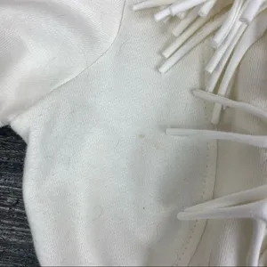 Ruby Rd. Ivory Fringe Trim Cotton Cardigan Tie Ponte Knit Sweater M thumbnail 8